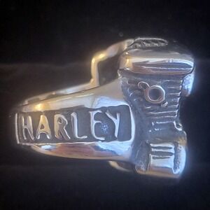 Men's Biker Ring Stainless Steel Harley Davidson Engine Block Size 9